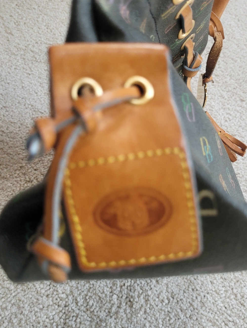 Dooney & Bourke Y2K Rainbow Monogram Satchel Coated Canvas Matching Wristlet - Picture 14 of 14